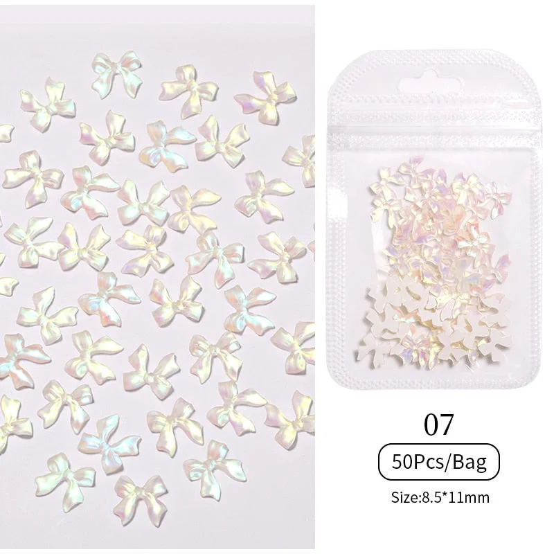 48pcs Mixed Size Aurora Little Bear Nail Art Accessories Resin Kawaii Bear Stereo FlatBack 3D Fashion Fingernail DIY Decoration-Nail Inspo
