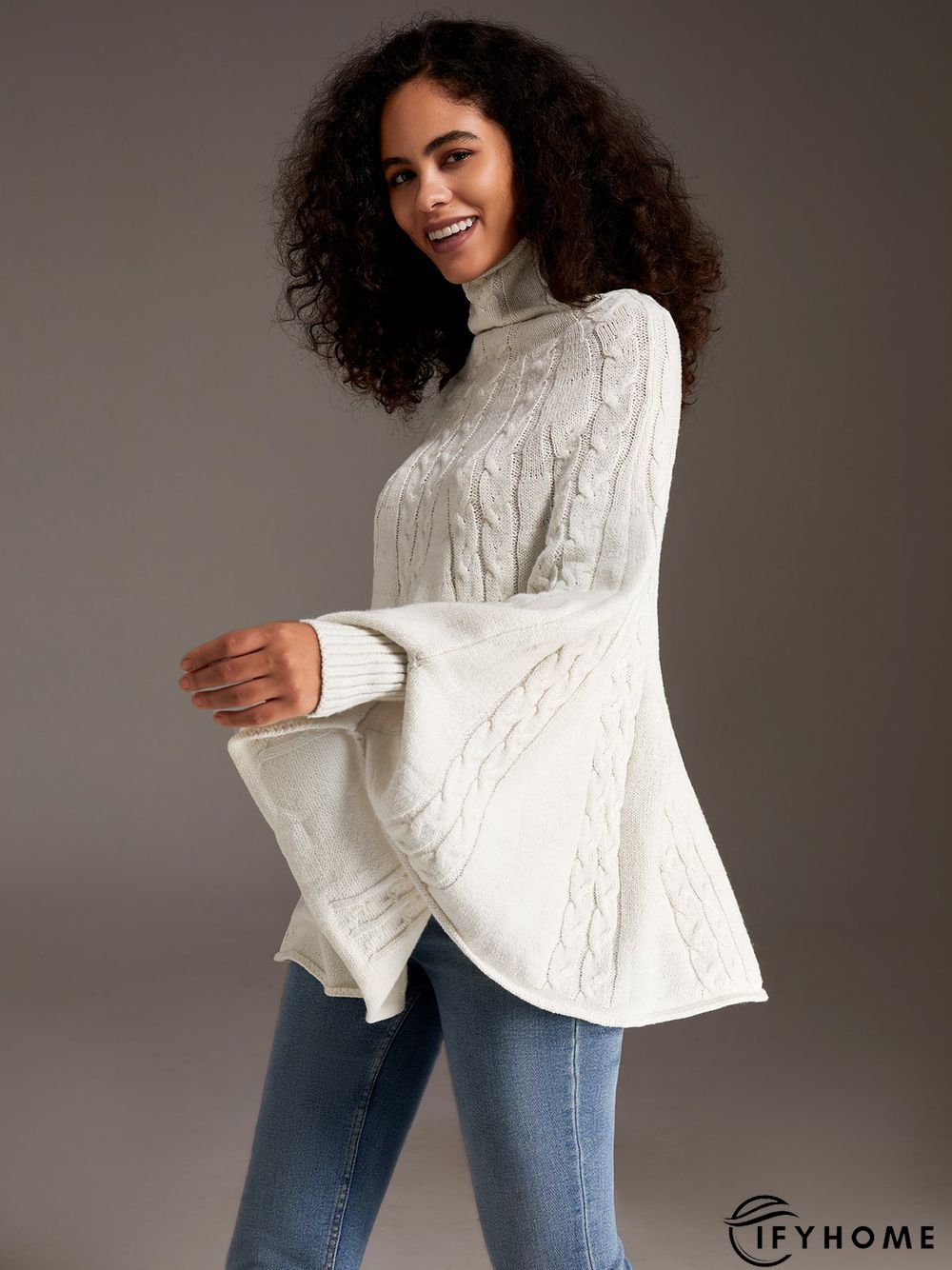 Long Sleeve High Neck Loosen Solid Daily Sweater | IFYHOME