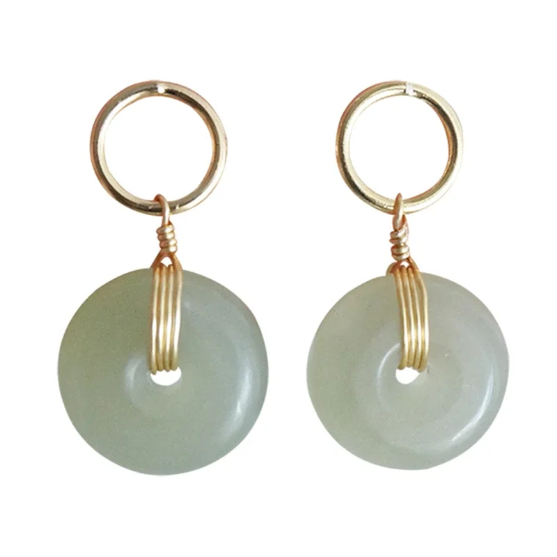Round Green Natural Hetian Jade Drop Earrings For Women Trendy Jewelry 2020 New Christmas Gift