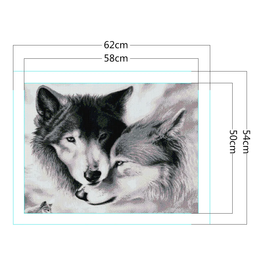 Full Printed Cross Stitch 11CT - Wolf(62*54cm)