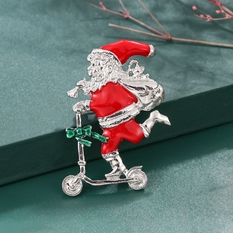 Cartoon Style Pin Christmas Tree Alloy Enamel Rhinestones Unisex Brooches