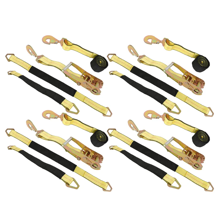 SEBLAFF 4 Pack Car Tie Down Straps with Snap Hooks 4 Pcs 2 x 96 Ratchet Hauler Straps with 8 Axle Straps 3,333Lbs Working Load Hauling Cars UTV ATV Motorcycles Heavy Boxes