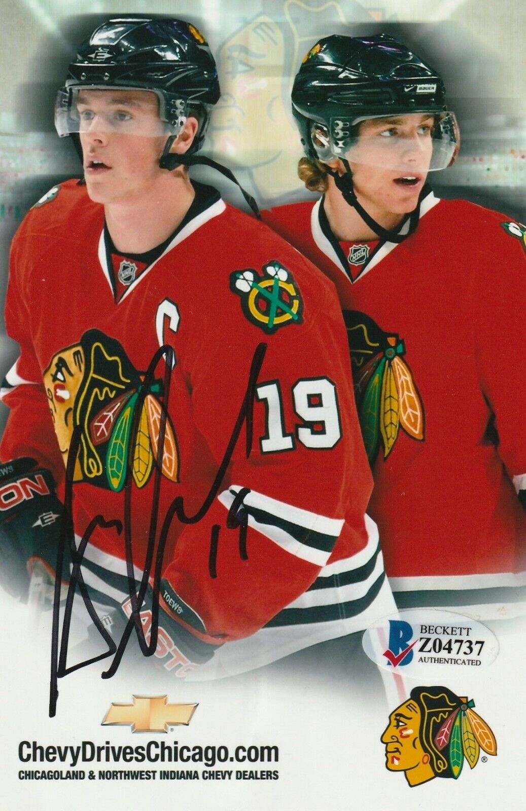 JONATHAN TOEWS Signed BLACKHAWKS 4x6 Photo Poster painting with Beckett COA (BAS)