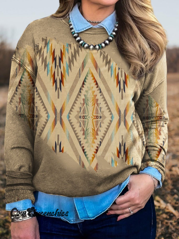 Vintage Printed Casual Sweatshirt Multicolor / S