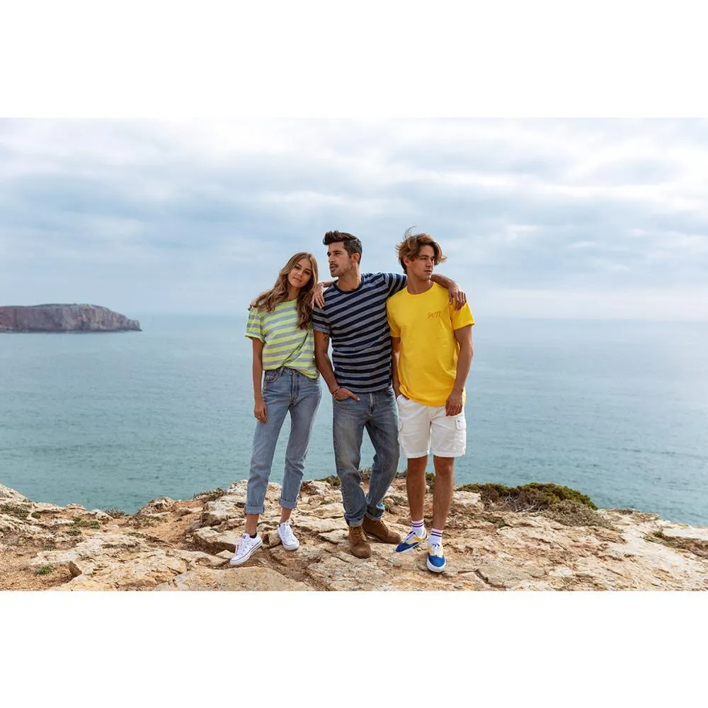 SIMWOOD 2021 Summer New Green Striped T-shirt Men Fashion 100% Cotton Plus Size Tops Matching Couple T-shirts  Tees SJ150119