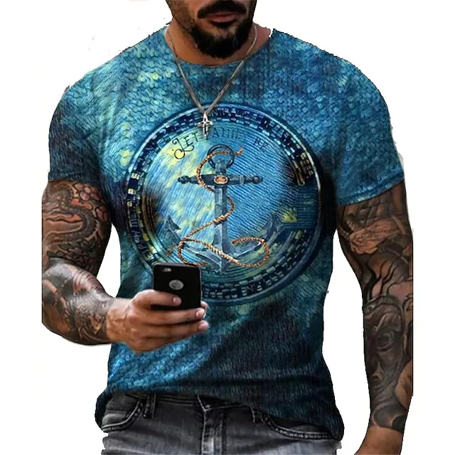 Men's T-Shirt 3D Print Short Sleeve Casual Tops