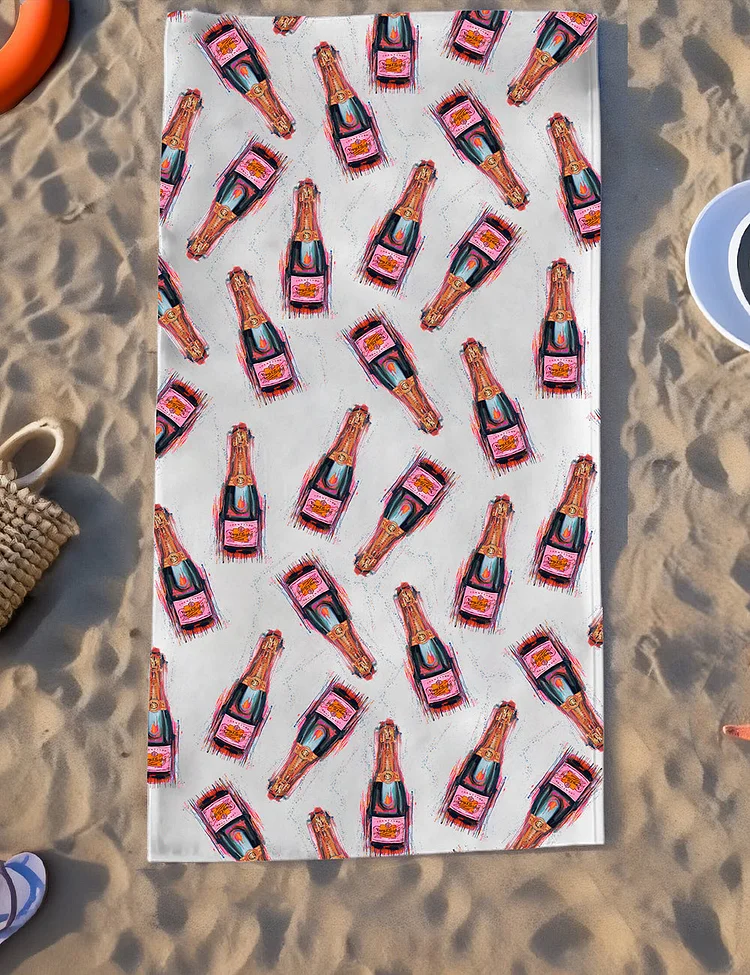 Champagne Drinking  Beach Towel
