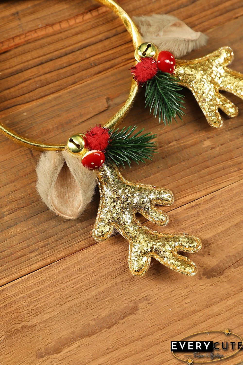 Yellow Christmas Glitter Antler Ear Decor Headband