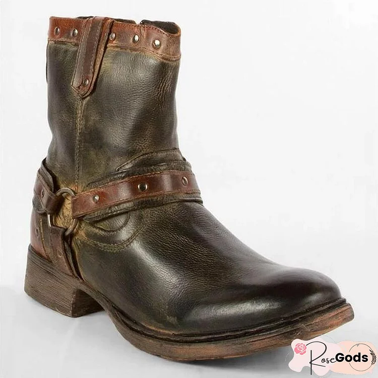 Men's Original Design Buckle Ankle Boots