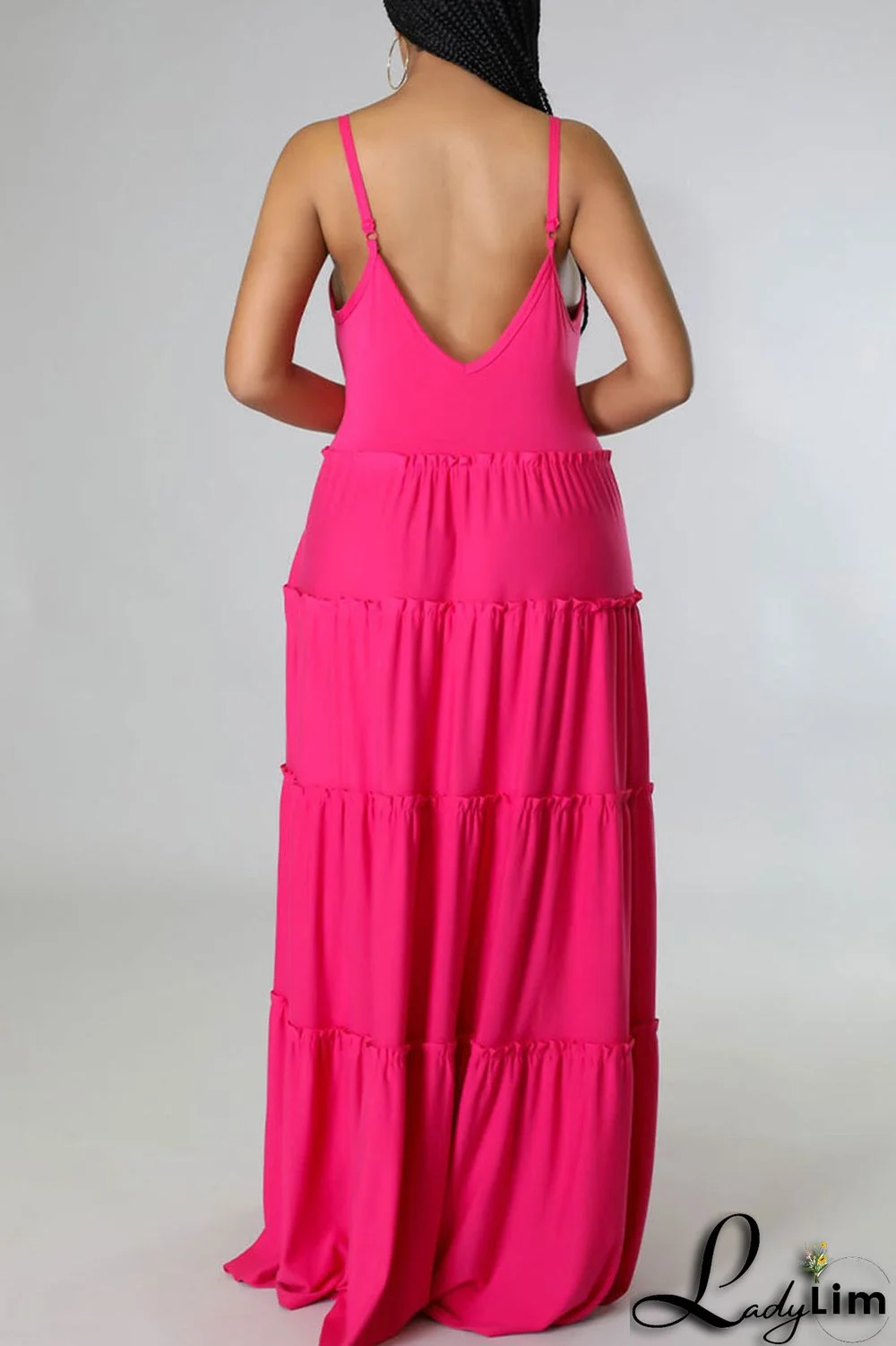 Purple Casual Solid Split Joint Spaghetti Strap Sling Dress Dresses