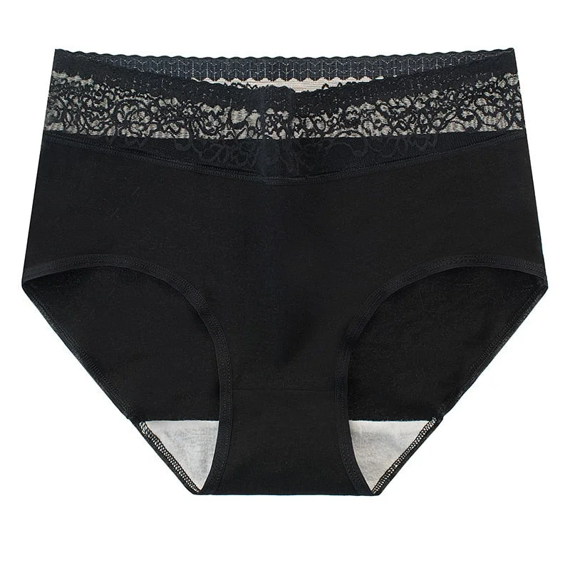 Women's Cotton Underwear Sexy Lace Panties High Waist Solid Color Underpants Seamless Women's Briefs Plus Size Female Lingerie