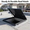 [US Local Warehouse] Roof Hatch Skylight Roof Caps Aluminum Frame Galvanized Sheet 80x80cm with Switch Type Handle Loft Ventilation Roof Access Hatch Cover Plate Rooftop Hatch Cover Plate for Wellhead Lid/Cellar Cover