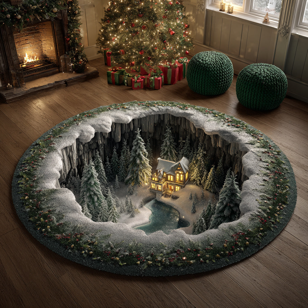Lakeside Christmas Village Round Carpet NCU0HH1119