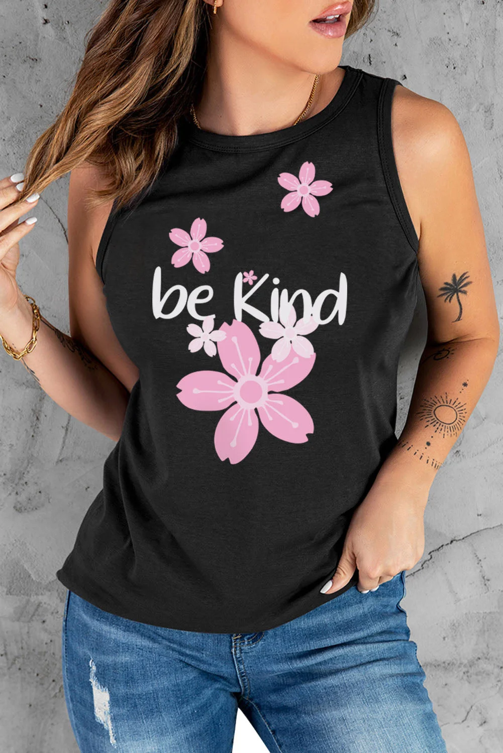 Pink Cherry Blossoms Be Kind Tank Top