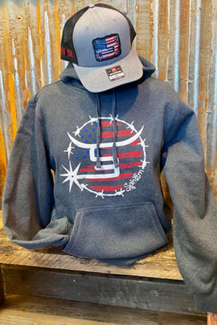 Hooded Western Style Patriot Long Sleeve Hoodie