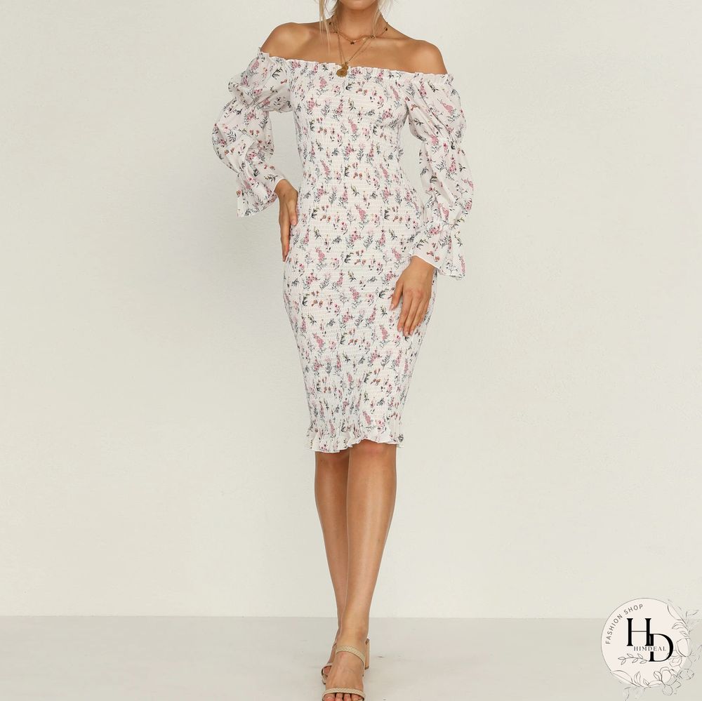 Fashion strapless printed tight-fitting mid-length package hip skirt spring and summer