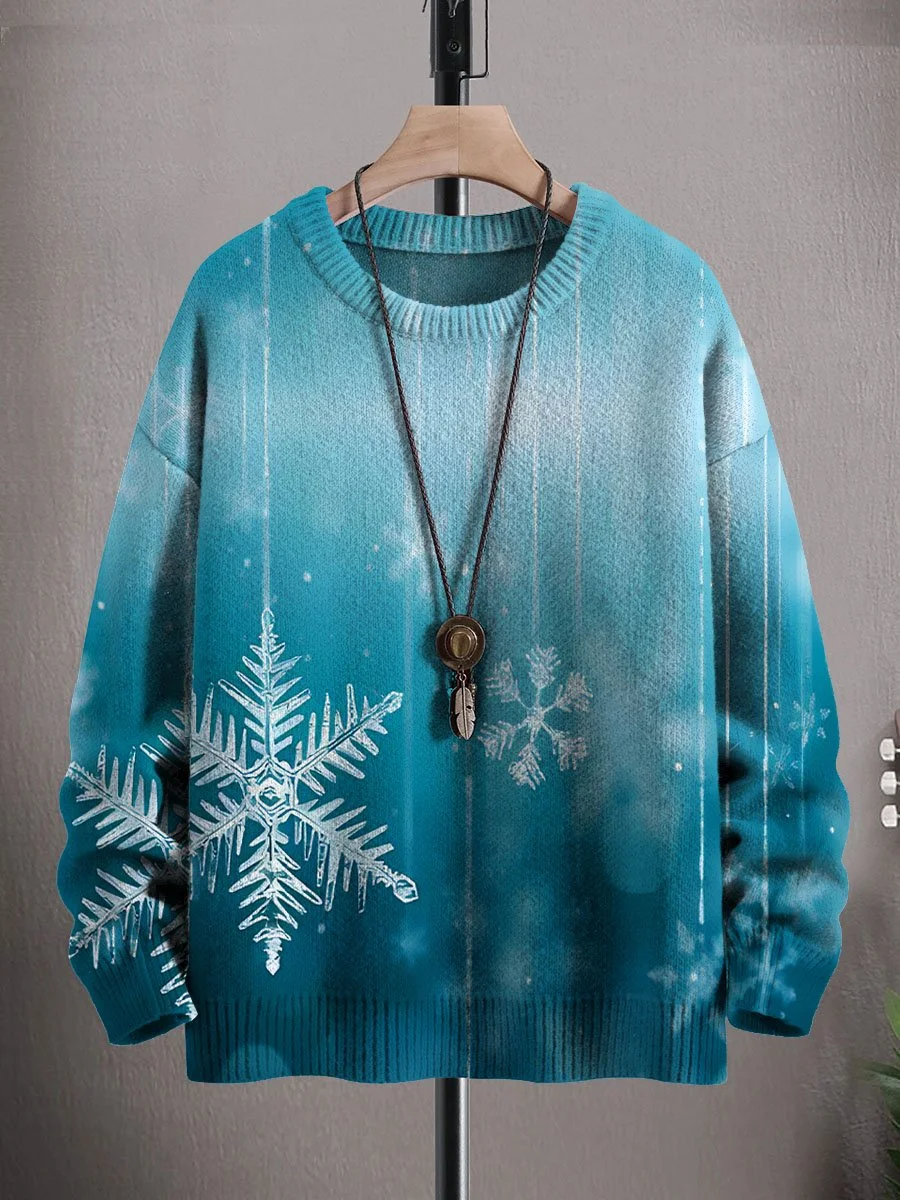 Christmas Snowflake Gradient Art Print Casual Sweatshirt Sweater