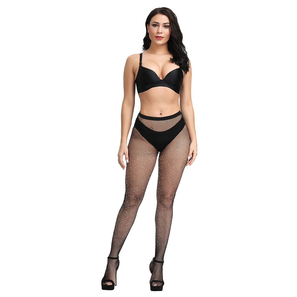 Crystal Veil Rhinestone Tights by COLDOO Black color front product view