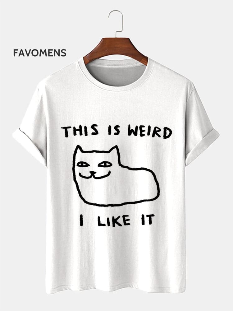 Weird Cat Decorative Pattern T-Shirt Multicolor / S