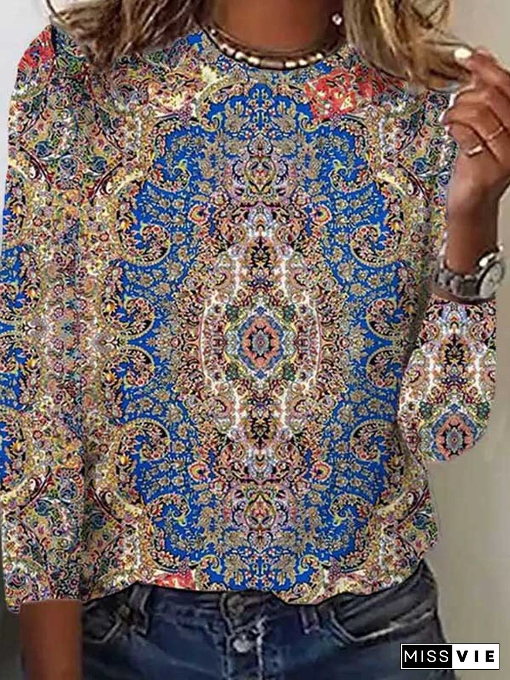 Ethnic Casual Crew Neck T-Shirt