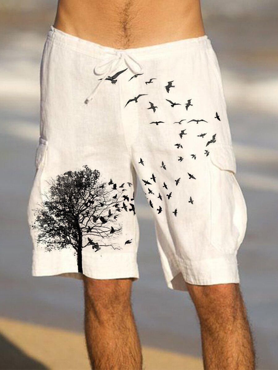 Men's flying-bird elastic waist five-point shorts