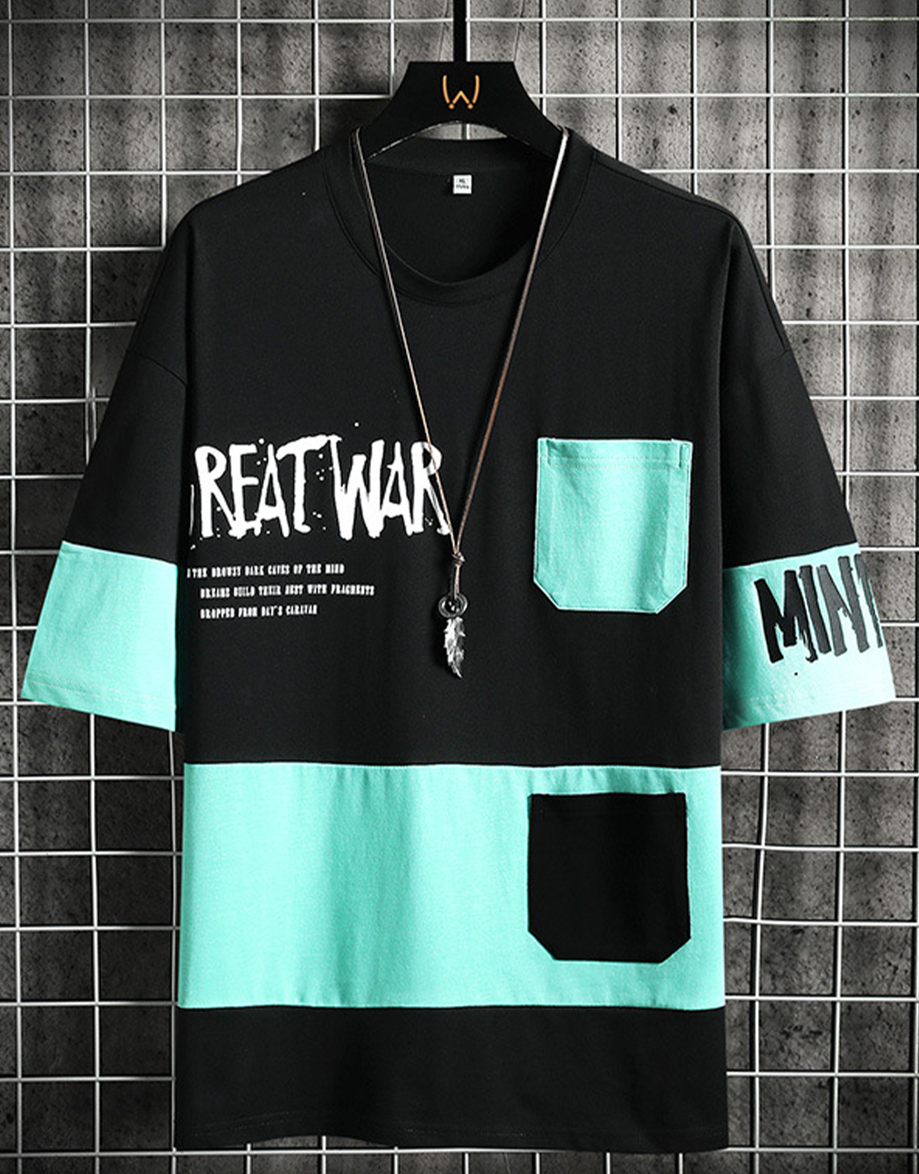 Street Hip Hop Color-block Letter Print Casual T-shirt / TECHWEAR CLUB / Techwear