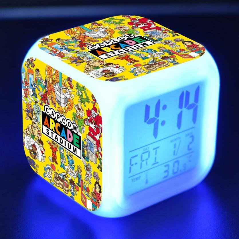 Capcom Arcade Stadium Alarm Clock 7 Color Changing Night Light Touch Control Digital Clock