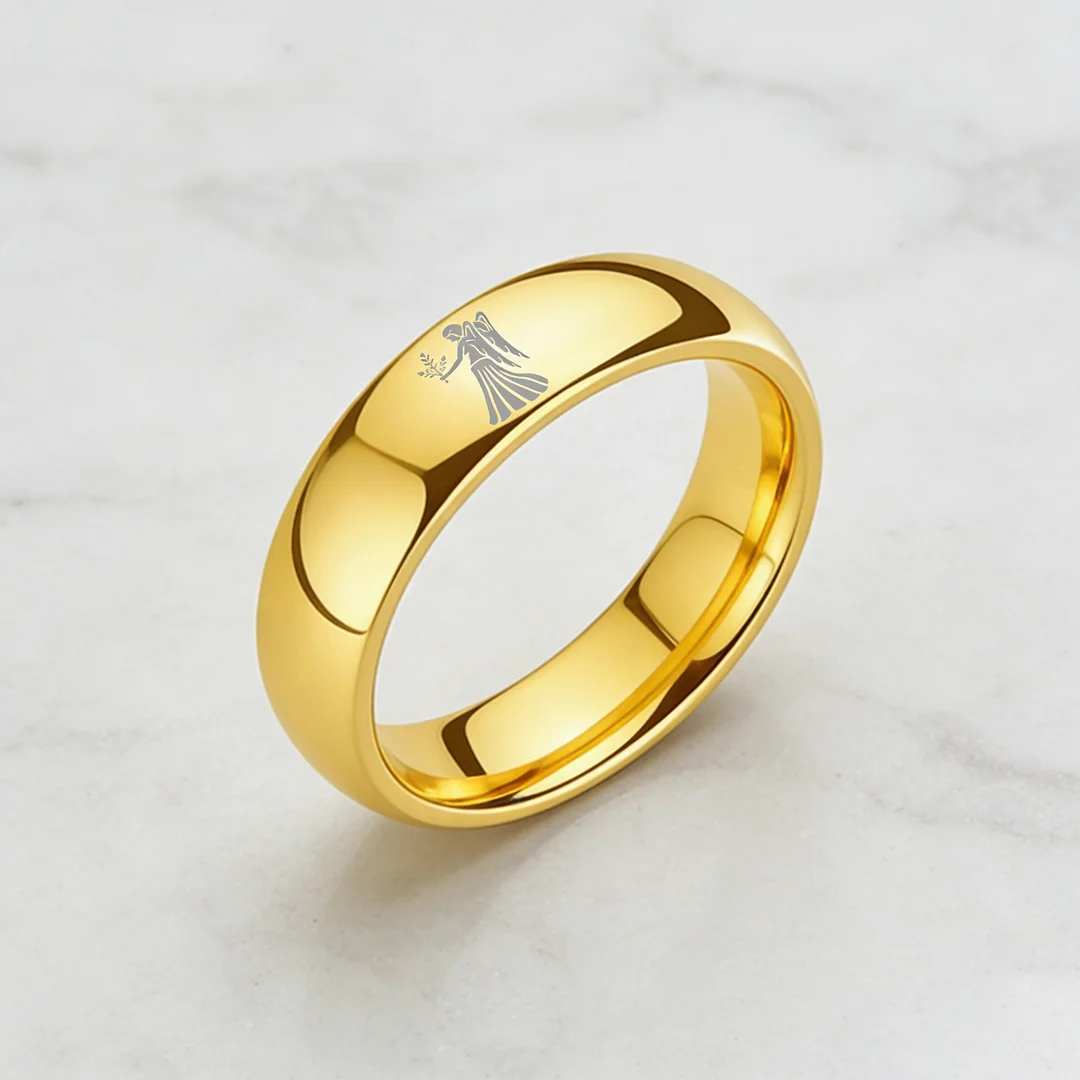 Virgo Dome Tungsten Carbide Rings Gold Tungsten Wedding Bands for Men and Women 4MM 6MM 8MM Width