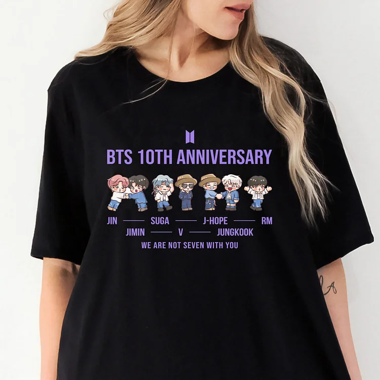 BTS Festa 10th Anniversary Cartoon Characters T-shirt