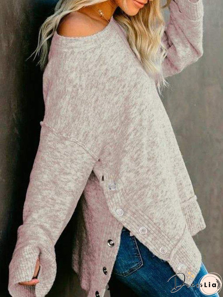 Button Knitted Pullover Sweater