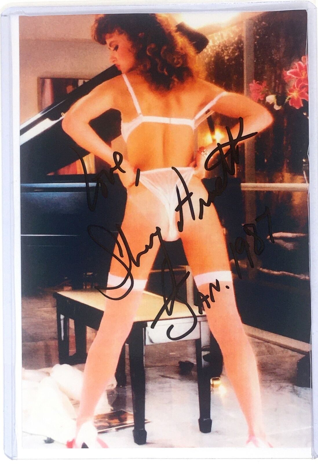 Sherry Arnett Signed 4x6 Photo Poster painting Sexy Playboy Playmate Model Miss January 1986 Au