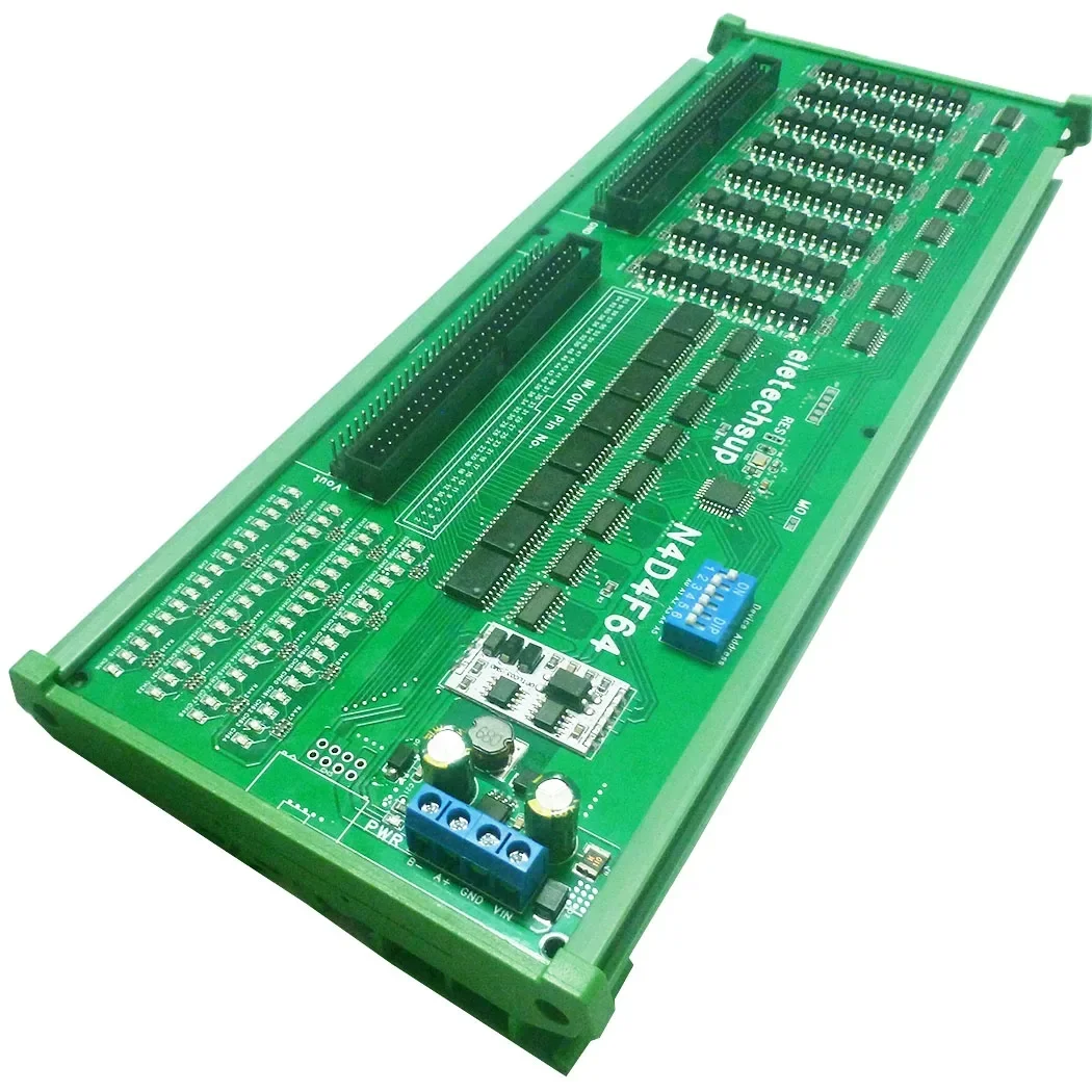 64DI-64DO 12V 24V RS485 Modbus RTU Isolate Communication Digital Switch Quantity NPN Input Output Port PLC IO Expansion Board