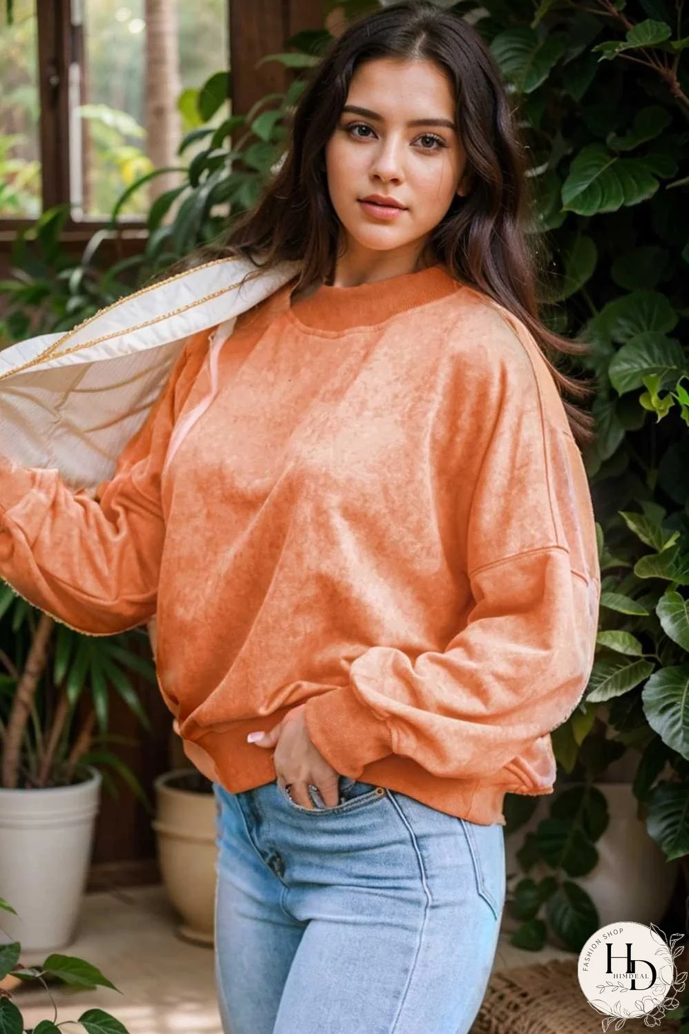 oversized crewneck pullover workout long sleeve hoodie