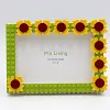 Sunflower DIY Building Block Photo Frame Kit,Creative Handmade Assembled Photo Frame Handmade Craft Gift Home Tabletop Display Decor