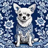 Blue And White Porcelain-Chihuahua-11CT Stamped Cross Stitch 40*40cm/15.75*15.75in