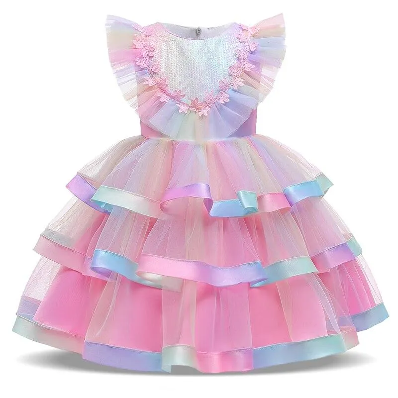 2021 Summer Sequins Fish Dress Girl Clothes Kids Dresses For Girls Children Ball Gown Evening And Party Princess Dress Mermaid