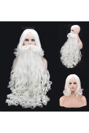 Santa Claus Long Wigs With Big Beard For Christmas Cosplay White-elleschic
