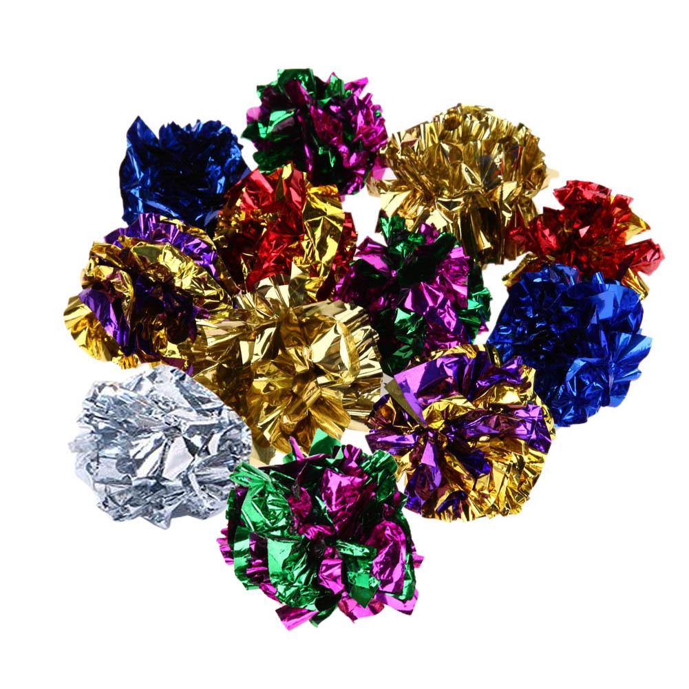 

12pcs Colorful Ring Paper Cat Toy Mylar Balls Sound Paper Kitten Play Balls, 501 Original