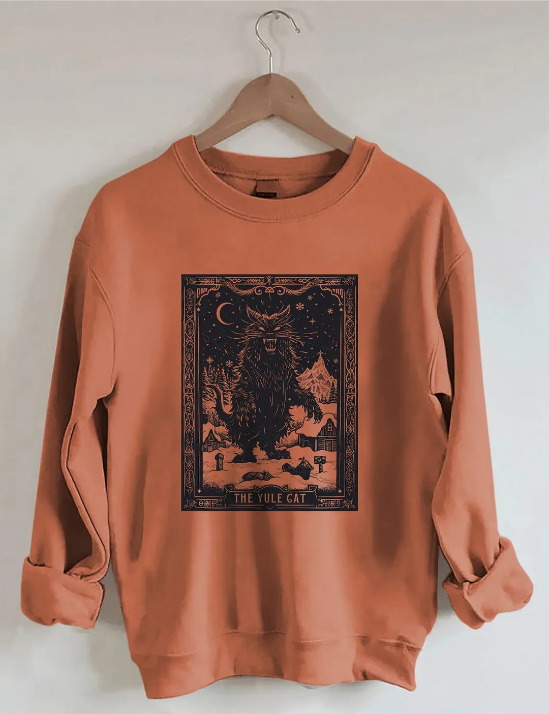 The Yule Cat Tarot Card Goth Christmas Sweatshirt