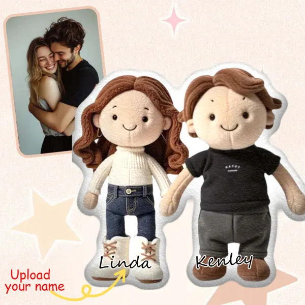 Custom Cartoon Pillow Dolls &ndash; Personalized Doll That Looks Like You | Mini Me Pillow with Face & Name For Couple For Family For Kids