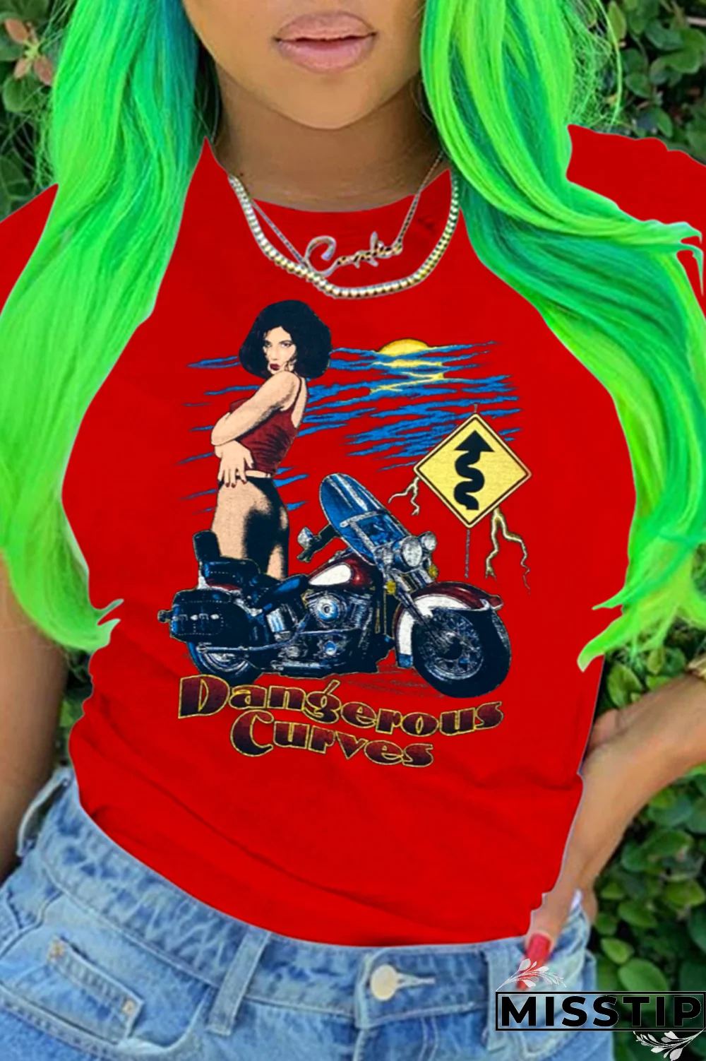 Black Street Party Print Patchwork Letter O Neck T-Shirts