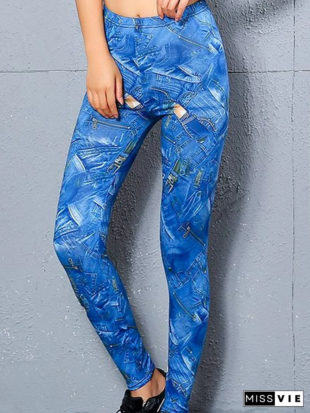 Women Abstract Sports Autumn Polyester Natural High Elasticity Daily Long Legging Leggings