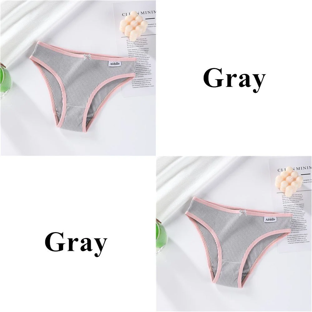 Abbille Women's Cotton Panties Soft Striped Patchwork Women Underpants Solid Girls Briefs Sexy Female Lingerie Comfort Underwear