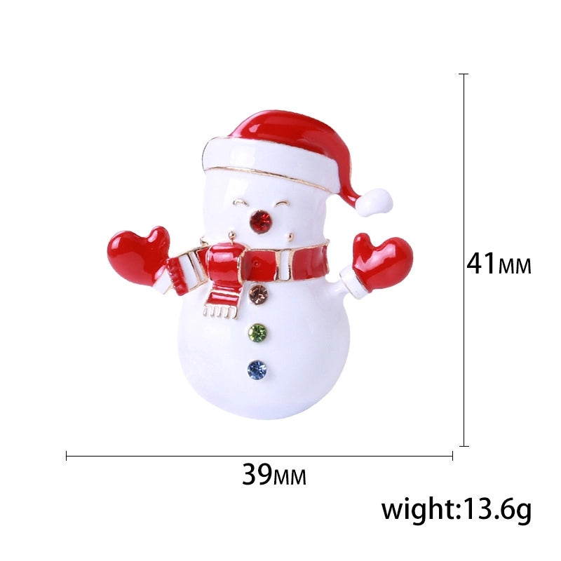Cute Classic Style Pin Santa Claus Snowflake Elk Alloy Enamel Inlay Rhinestones Unisex Brooches