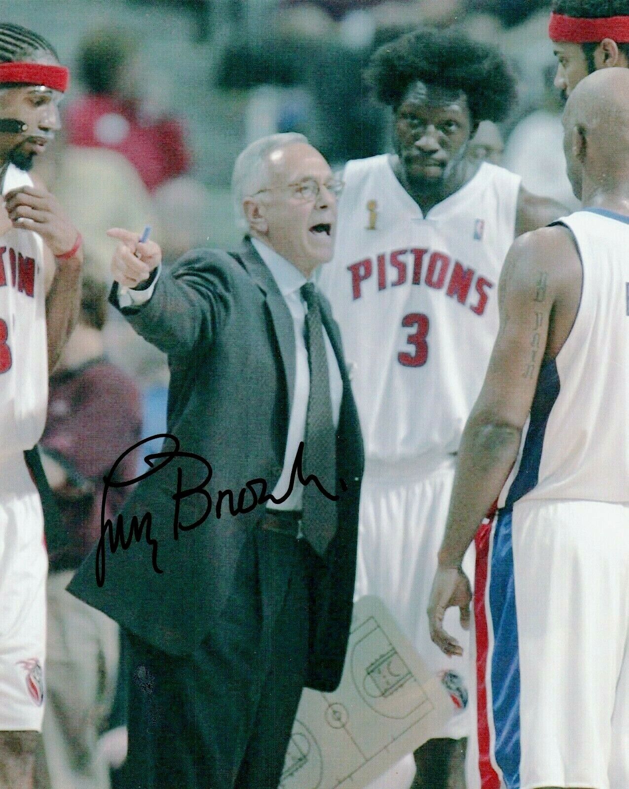 Larry Brown Detroit Pistons Coach Hofer Signed Autographed 8x10 Photo Poster painting COA 2