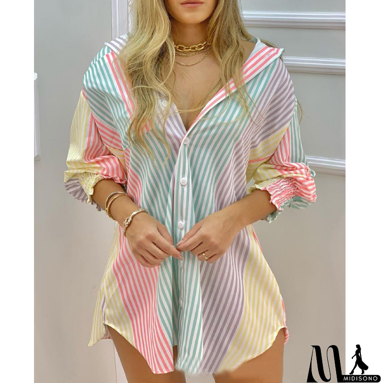 MidiSono - Sexy Fashion Long-Sleeved Cardigan Printed Shirt