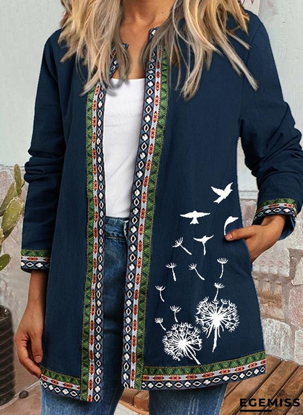 Casual Retro Ethnic Print Long-Sleeved Jacket | EGEMISS