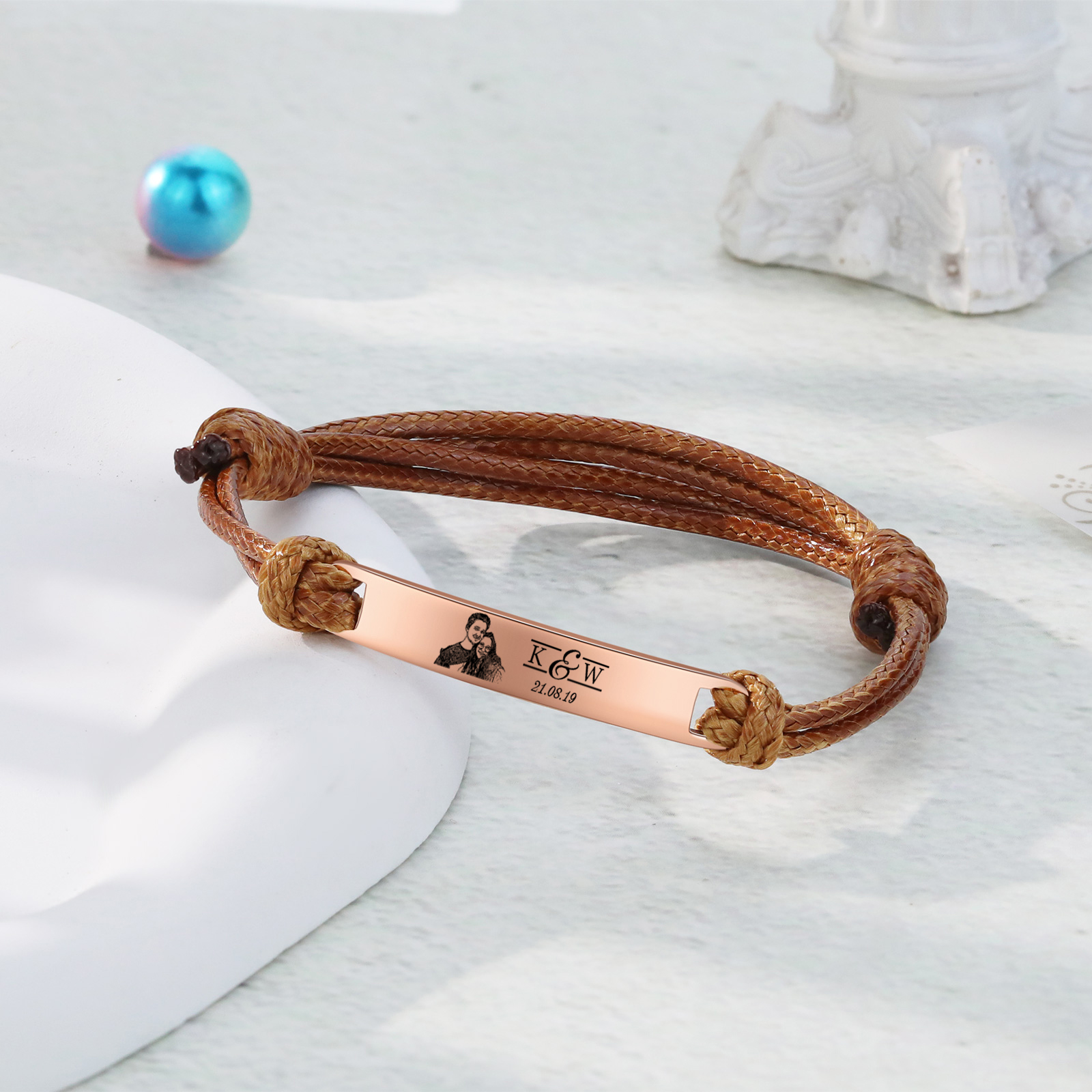 Braccialetti acciaio inox 1 nome 2 lettere e 1 foto personalizzabili per coppia multicolori da scegliere