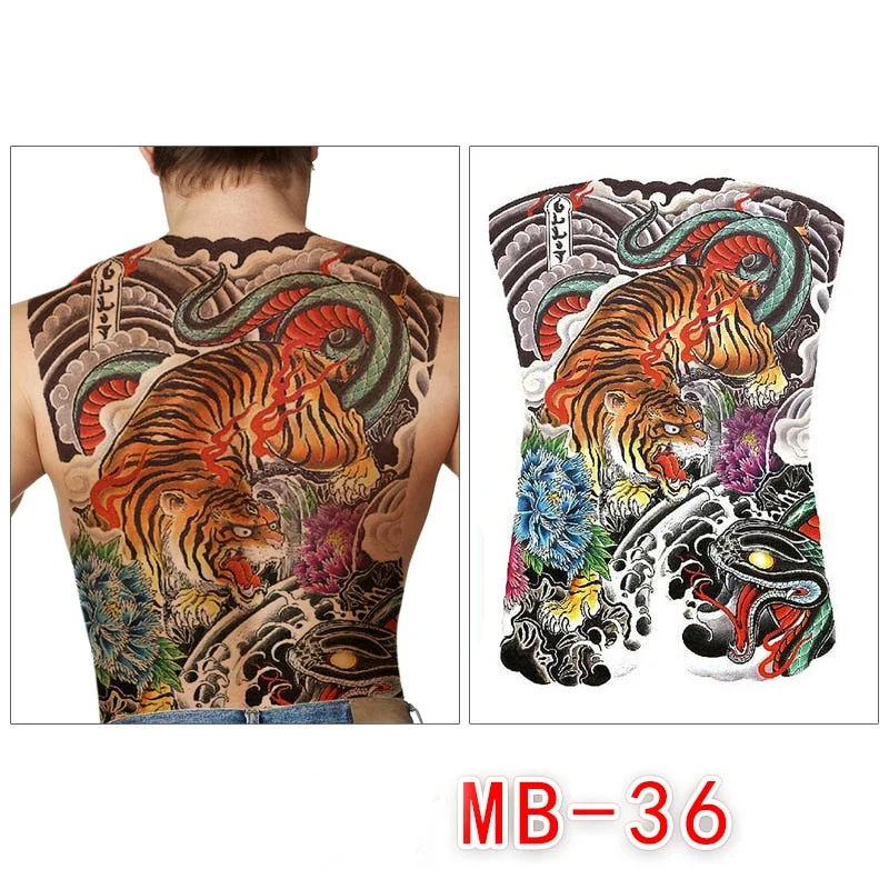 Waterproof temporary men tattoos tattoo full back large tatoo fake dragon girl tattoo body art sticker sexy decals transferable