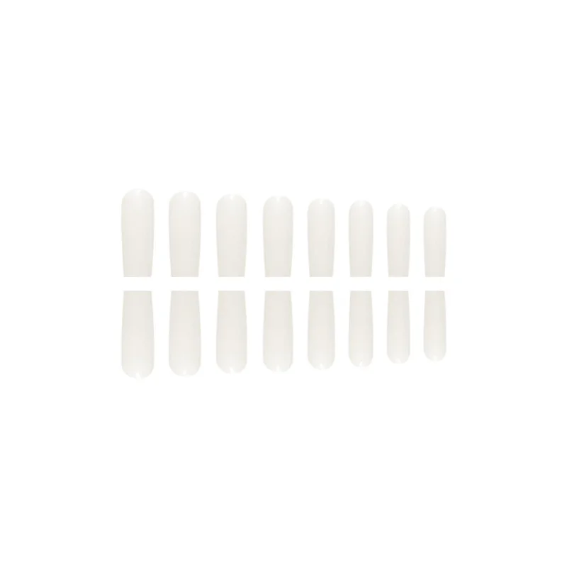 Churchf Long Tubing White Solid Color Simple French Fake Nails Ins Wind Half Bright Oil Beauty Nail Piece Removable